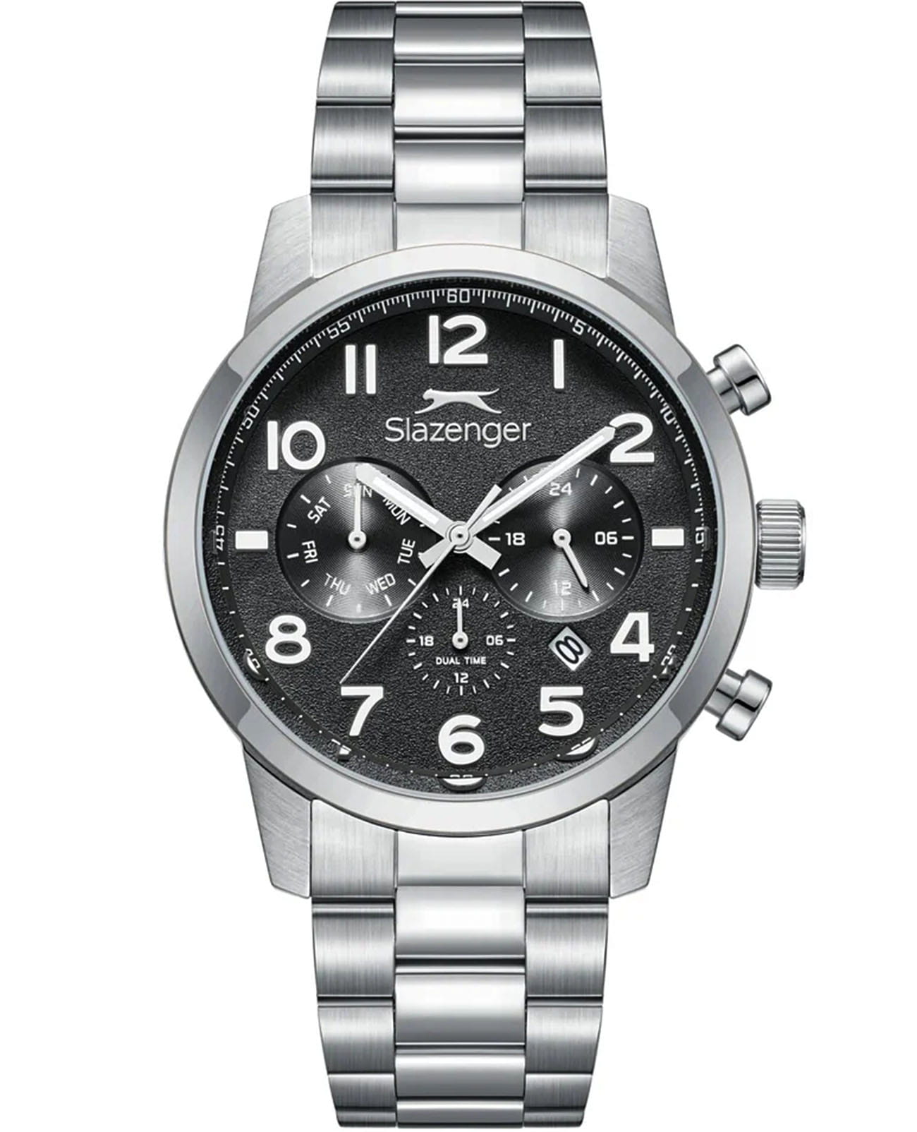 Slazenger Slazenger SL.09.2499.2.01  SL.09.2499.2.01 кварцевые мужские часы черный циферблат, браслет нержавеющая сталь — вид спереди