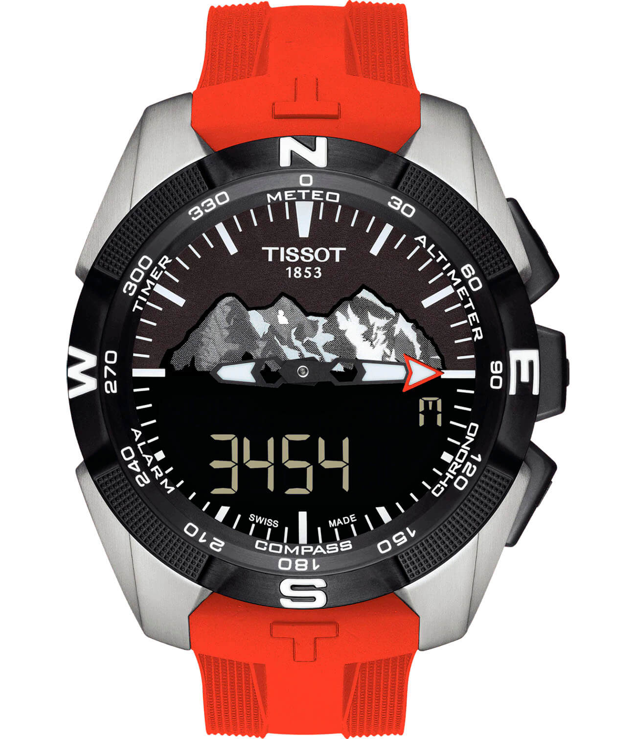 Tissot Tissot T-Touch Expert Solar Jungfraubahn T091.420.47.051.10 T Touch T0914204705110 кварцевые мужские часы черный циферблат, браслет силикон — вид спереди
