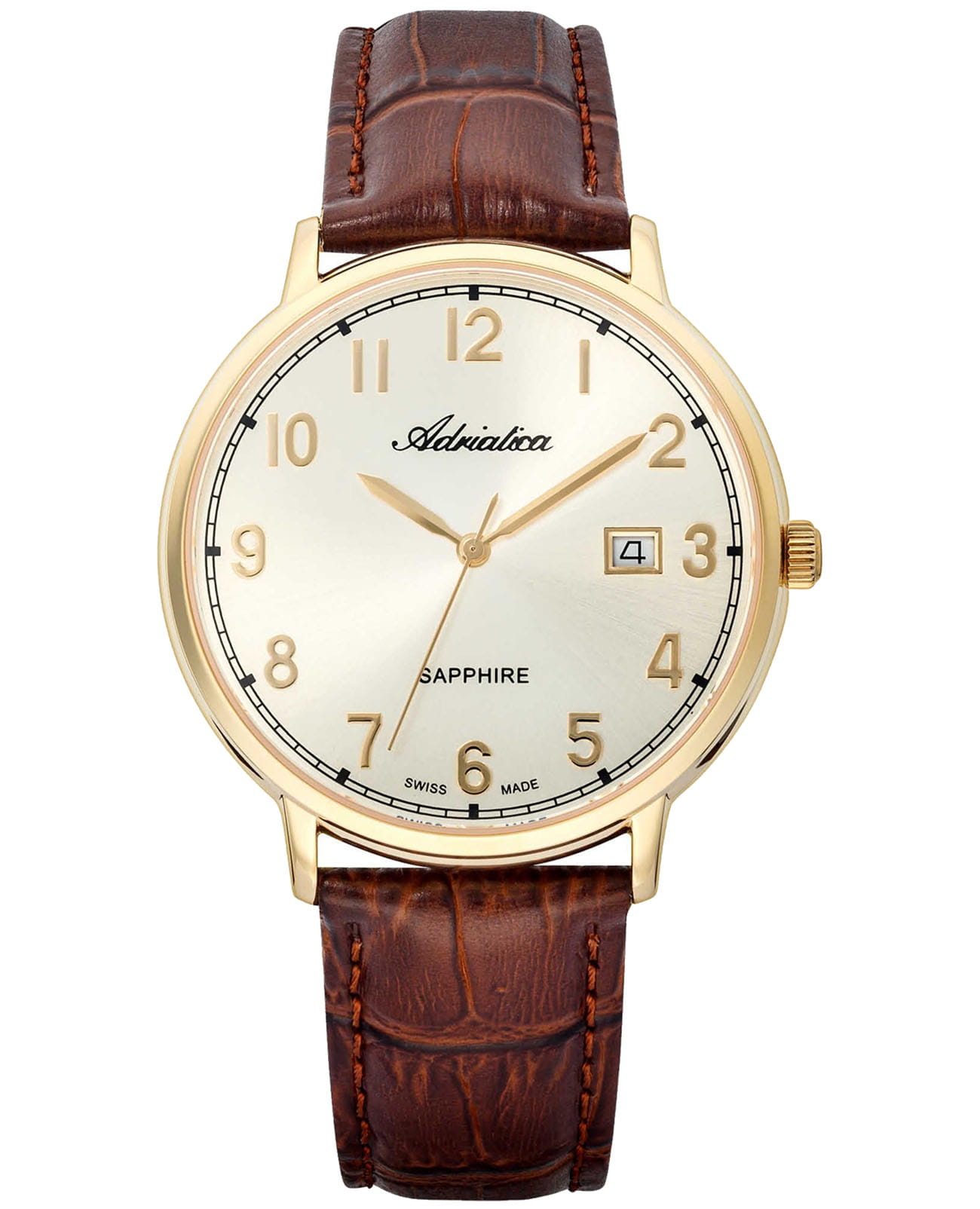Adriatica Adriatica Paris A1283.1221Q  A1283.1221Q кварцевые мужские часы шампань циферблат, браслет кожаный — вид спереди