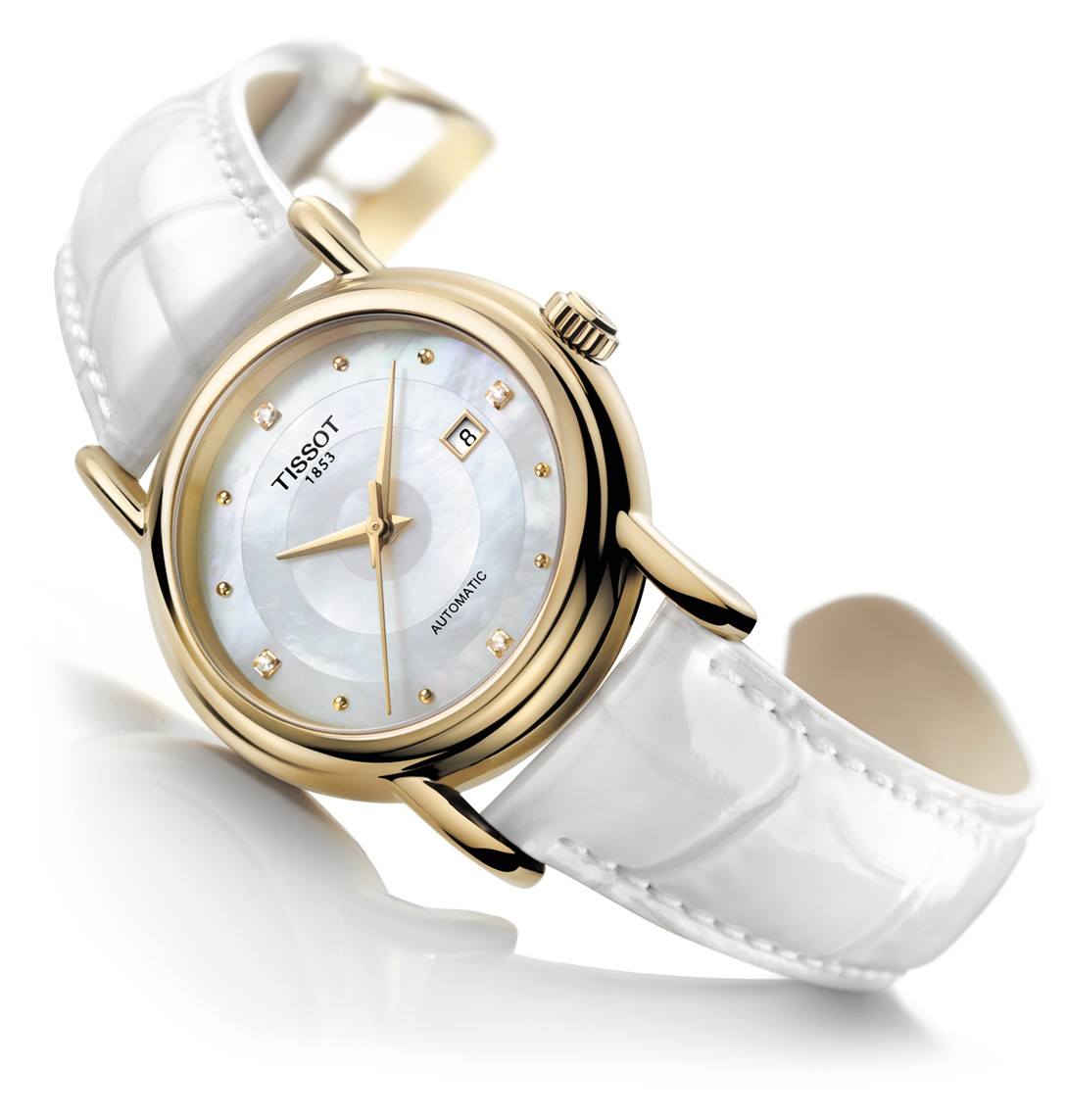 Tissot Tissot Carson Automatic Lady 18K Gold T907.007.16.106.01, t gold швейцария женские часы на браслете кожаный боковой вид