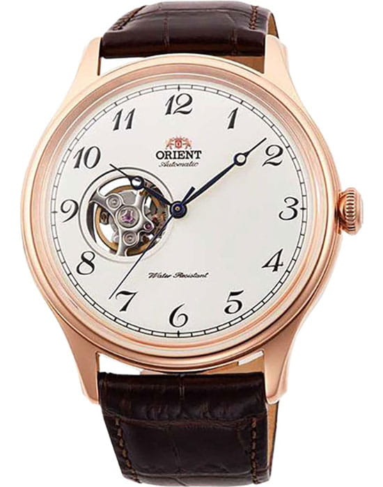 Orient Orient RA-AG0012S (RN-AG0012S)  RA-AG0012S механические мужские часы белый циферблат, браслет кожаный — вид спереди