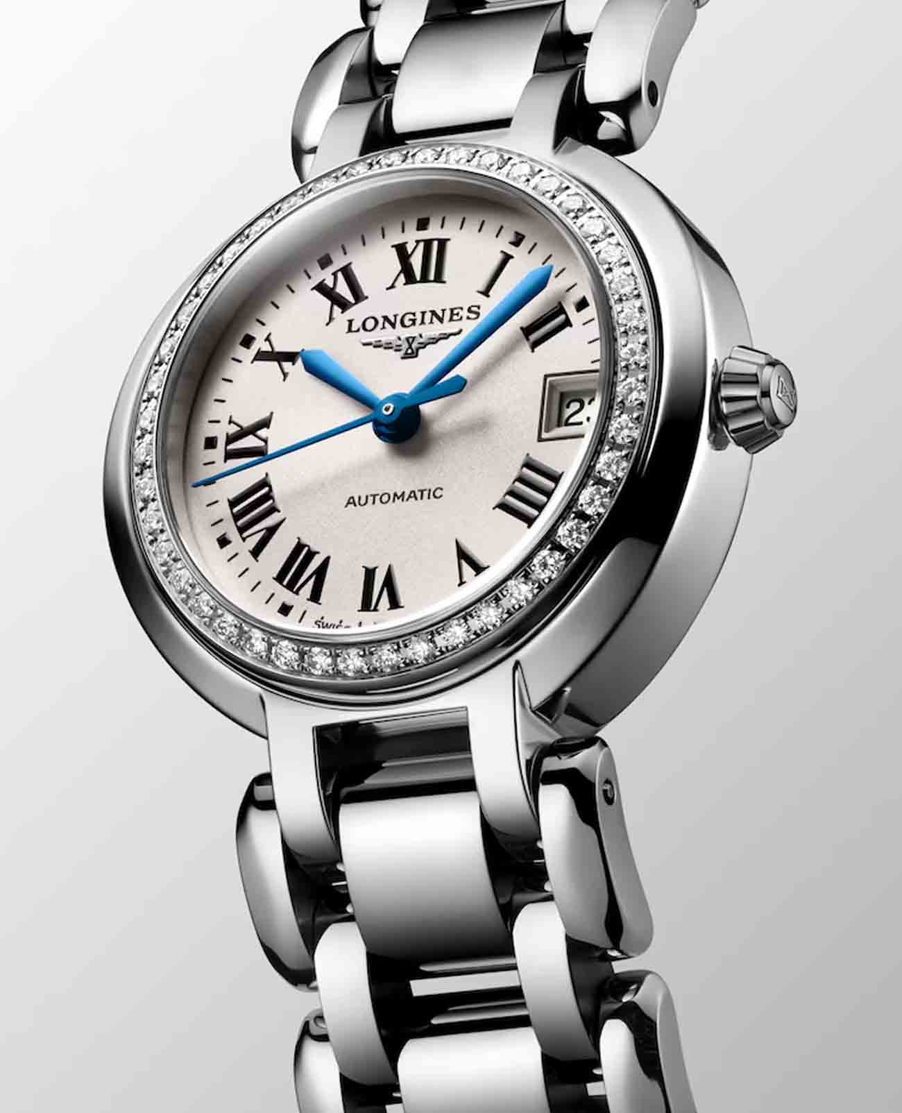 Longines Longines PrimaLuna L8.111.0.71.6, primaluna швейцария женские часы на браслете нержавеющая сталь боковой вид