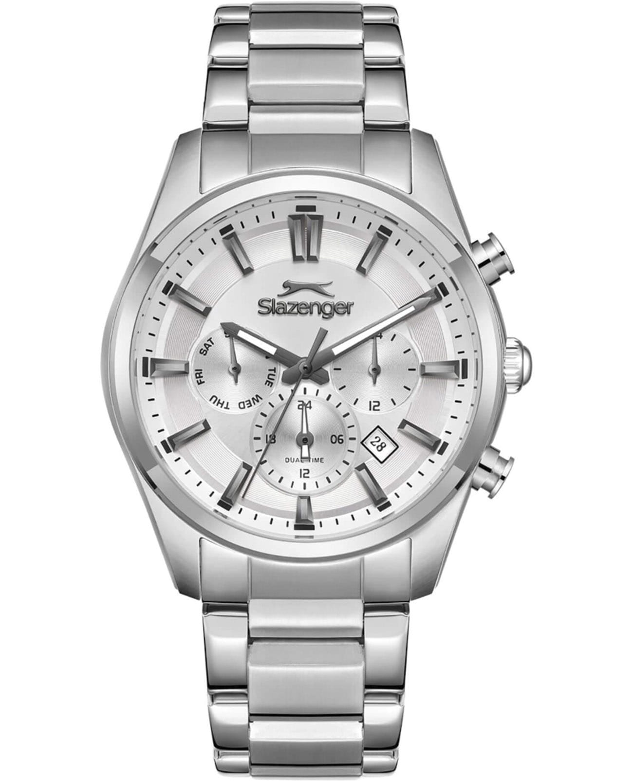 Slazenger Slazenger SL.09.2498.2.03  SL.09.2498.2.03 кварцевые мужские часы серебристый циферблат, браслет нержавеющая сталь — вид спереди