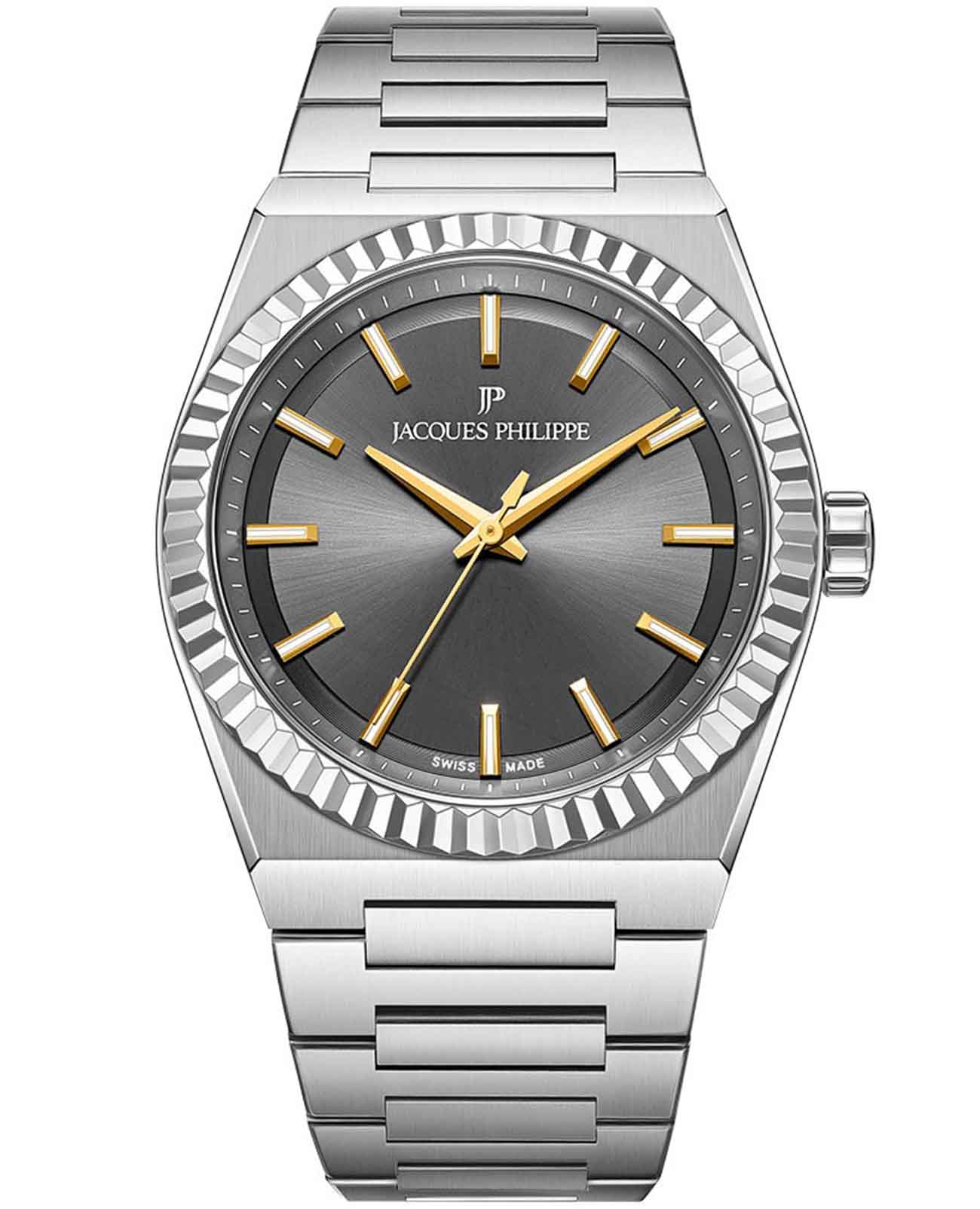 Jacques Philippe Jacques Philippe Borealis JPQGC571346  JPQGC571346 кварцевые мужские часы серый циферблат, браслет нержавеющая сталь 316l — вид спереди