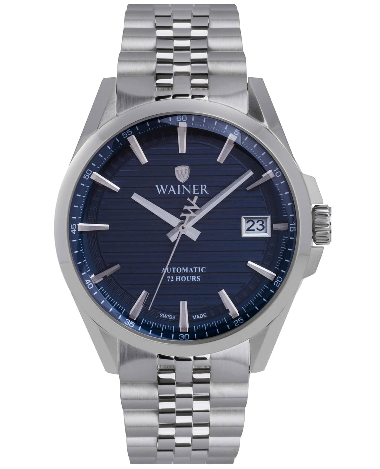 Wainer Wainer Automatic WA.25401-B  WA.25401-B механические мужские часы синий циферблат, браслет нержавеющая сталь — вид спереди