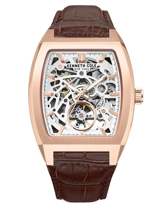 Kenneth Cole Kenneth Cole Automatic KCWGX0077402  KCWGX0077402 механические мужские часы серый циферблат, браслет кожаный — вид спереди