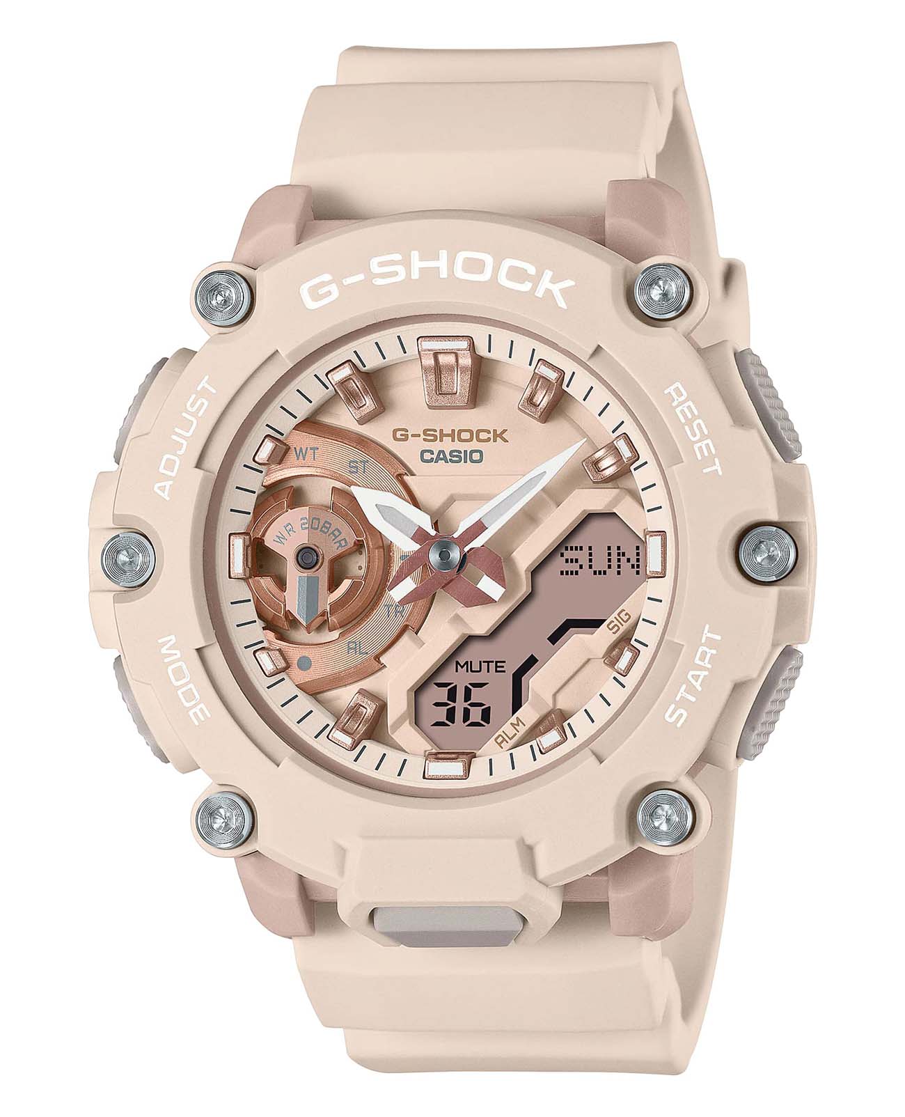 Casio Casio G-Shock GMA-S2200M-4A  GMA-S2200M-4A электронные женские часы бежевый циферблат, браслет пластик — вид спереди