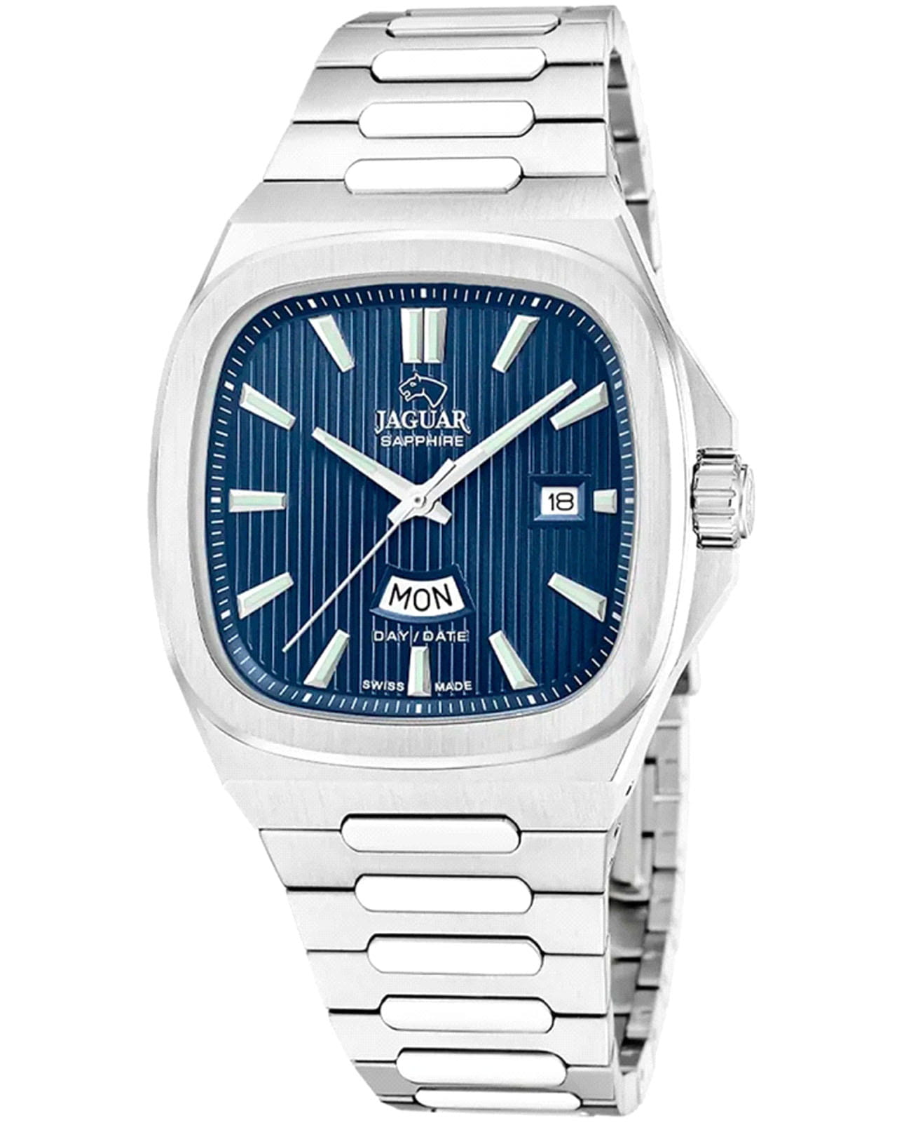 Jaguar Jaguar Rond Carre J1049/2  J1049/2 кварцевые мужские часы синий циферблат, браслет нержавеющая сталь — вид спереди