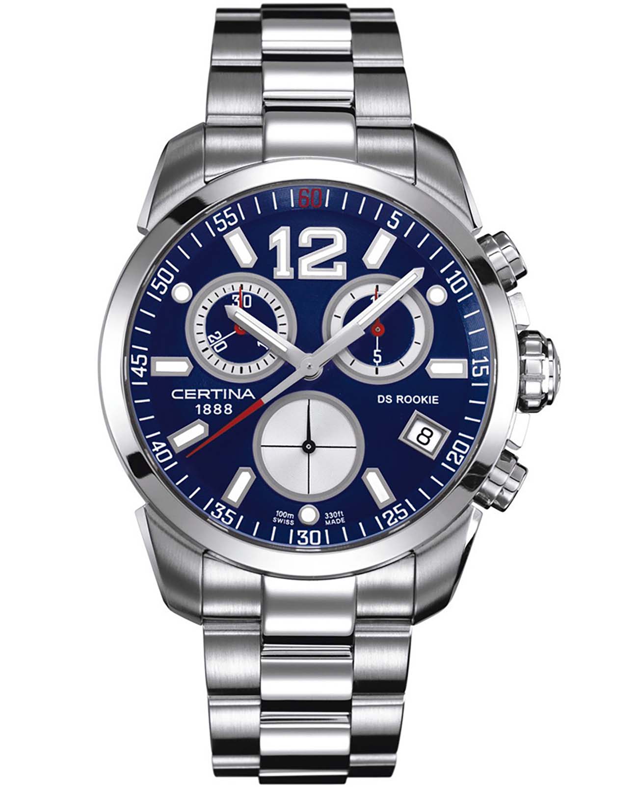 Certina Certina DS Rookie C016.417.11.047.00  C0164171104700 кварцевые мужские часы синий циферблат, браслет нержавеющая сталь — вид спереди