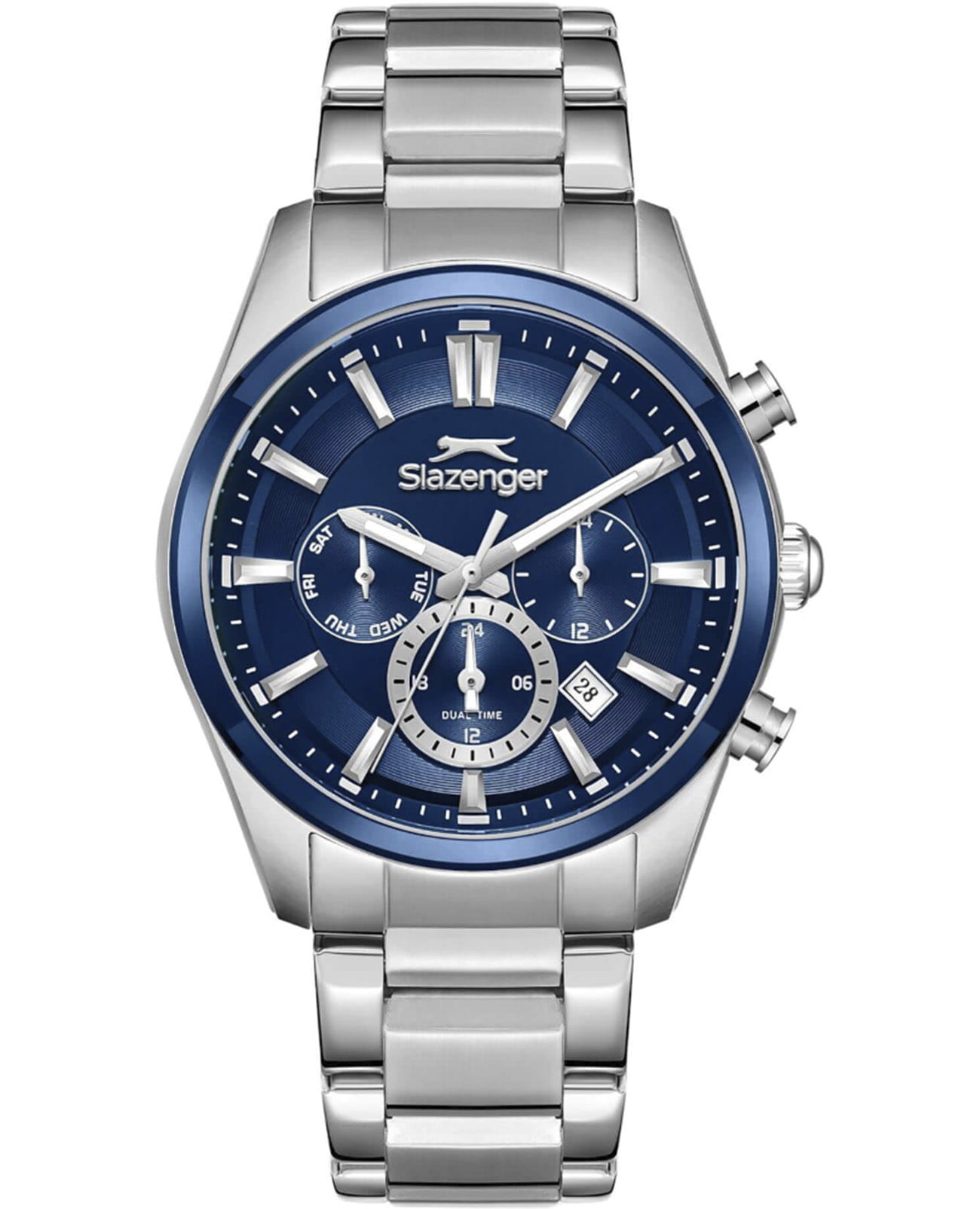 Slazenger Slazenger SL.09.2498.2.02  SL.09.2498.2.02 кварцевые мужские часы синий циферблат, браслет нержавеющая сталь — вид спереди
