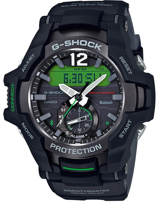 Casio Casio G-Shock GR-B100-1A3  GR-B100-1A3ER электронные мужские часы зеленый циферблат, браслет пластик — вид спереди