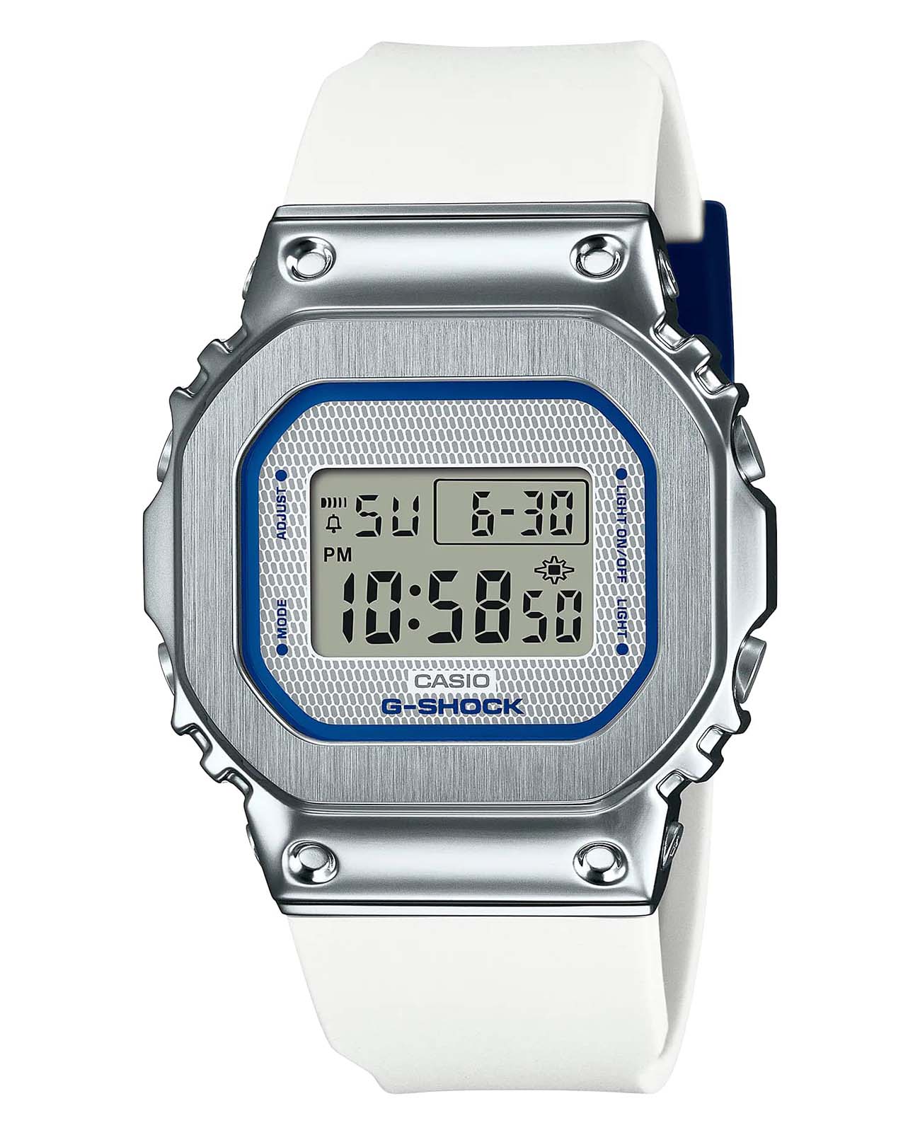 Casio Casio G-Shock GM-S5600LC-7DR (GM-S5600LC-7) GM GM-S5600LC-7 электронные женские часы серебристый циферблат, браслет полимер — вид спереди