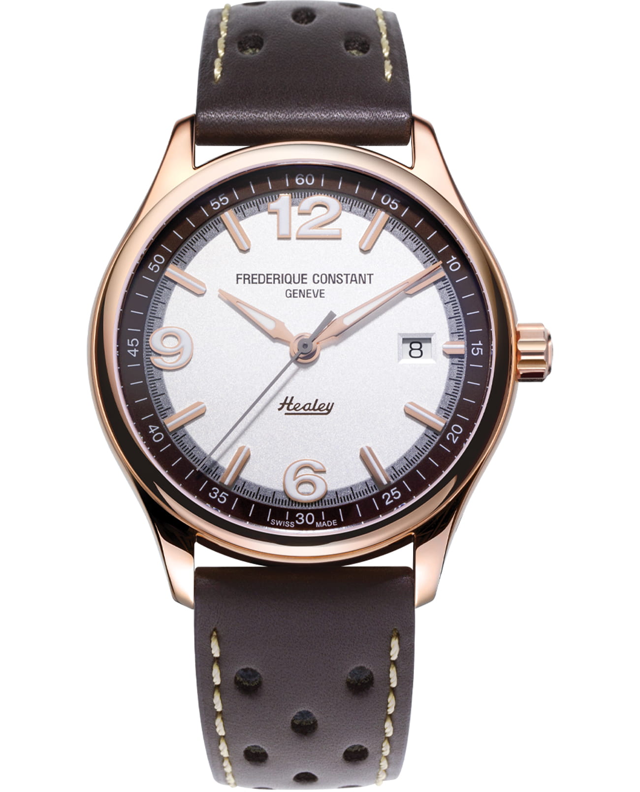 Frederique Constant Frederique Constant Vintage Rally Healey Automatic FC-303HVBR5B4  FC-303HVBR5B4 механические мужские часы  циферблат, браслет кожаный — вид спереди