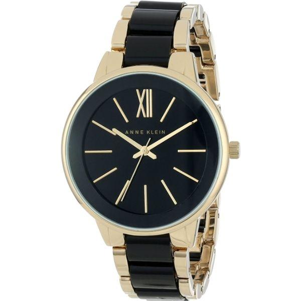 Anne Klein Anne Klein Plastic 1412BKGB кварцевые женские часы часы крупный план черный циферблата