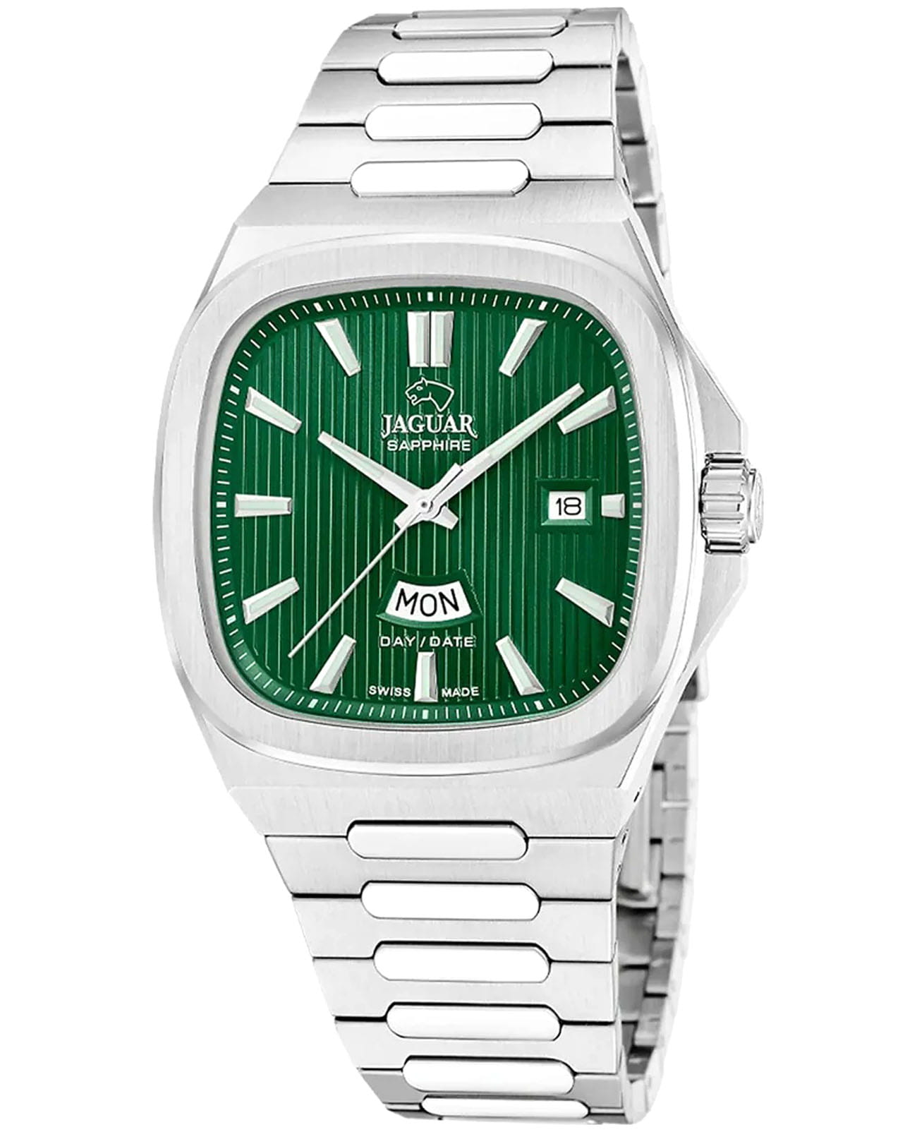 Jaguar Jaguar Rond Carre J1049/3  J1049/3 кварцевые мужские часы зеленый циферблат, браслет нержавеющая сталь — вид спереди