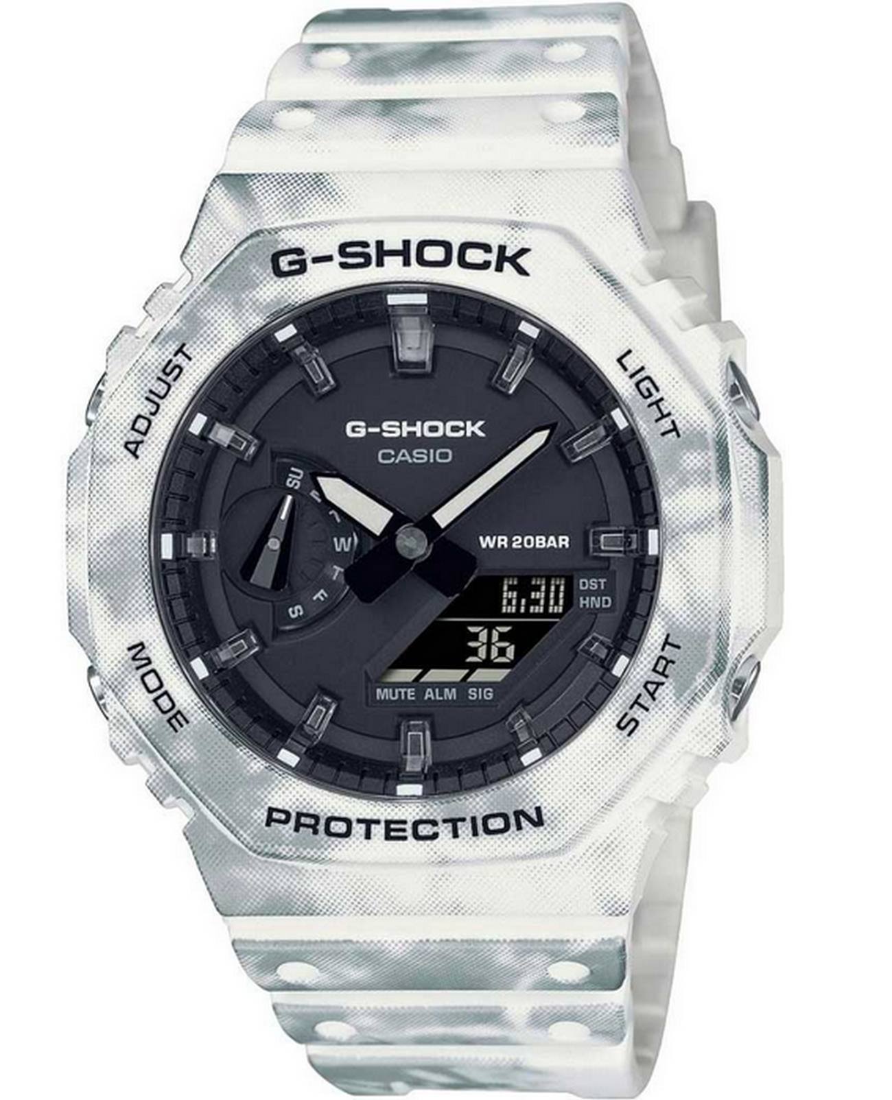 Casio Casio G-Shock Frozen Forest GAE-2100GC-7AER лимитированной серии GAE-2100GC-7AER электронные мужские часы черный циферблат, браслет пластик — вид спереди