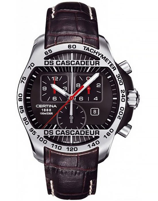 Certina Certina DS Cascadeur C003.617.26.050.00  C0036172605000 кварцевые мужские часы черный циферблат, браслет кожаный — вид спереди