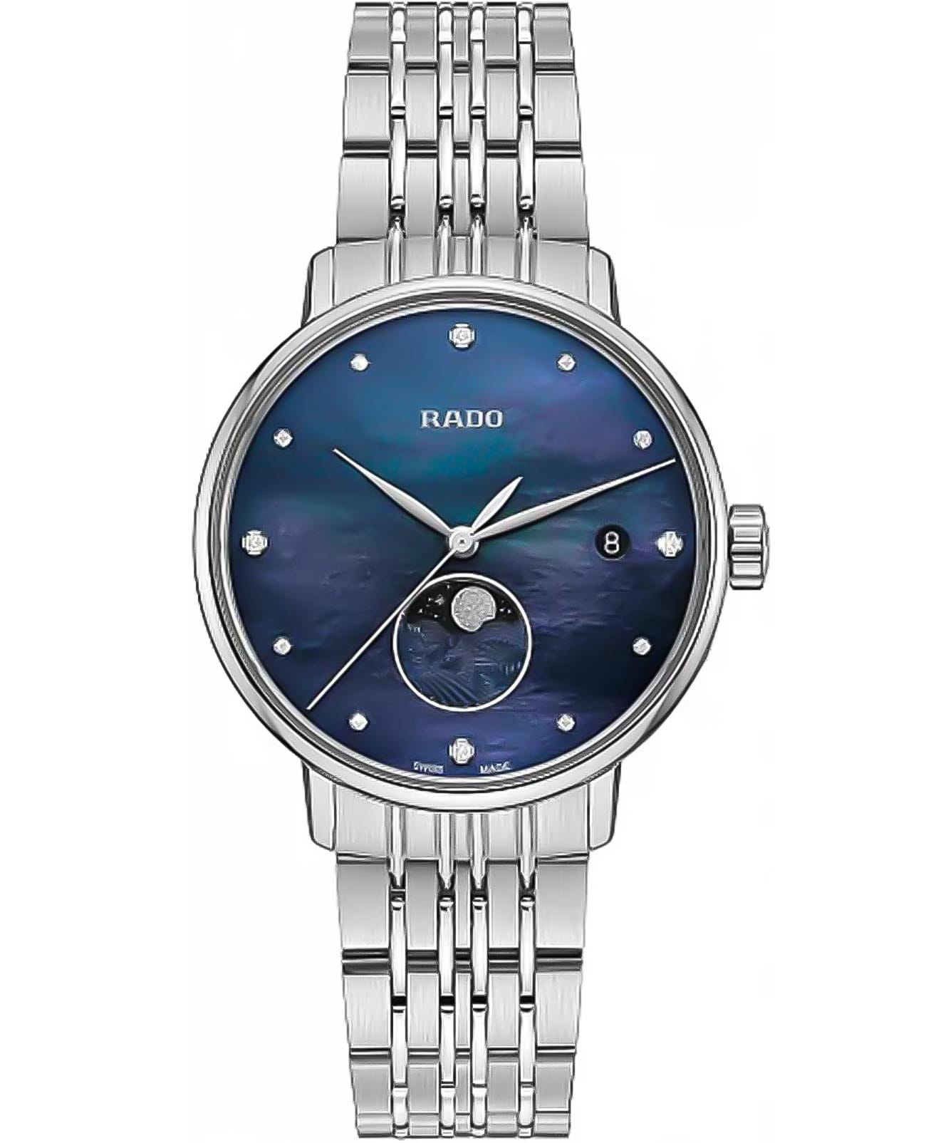 Rado Rado Coupole R22883903  R22883903 кварцевые женские часы цветной циферблат, браслет нержавеющая сталь — вид спереди