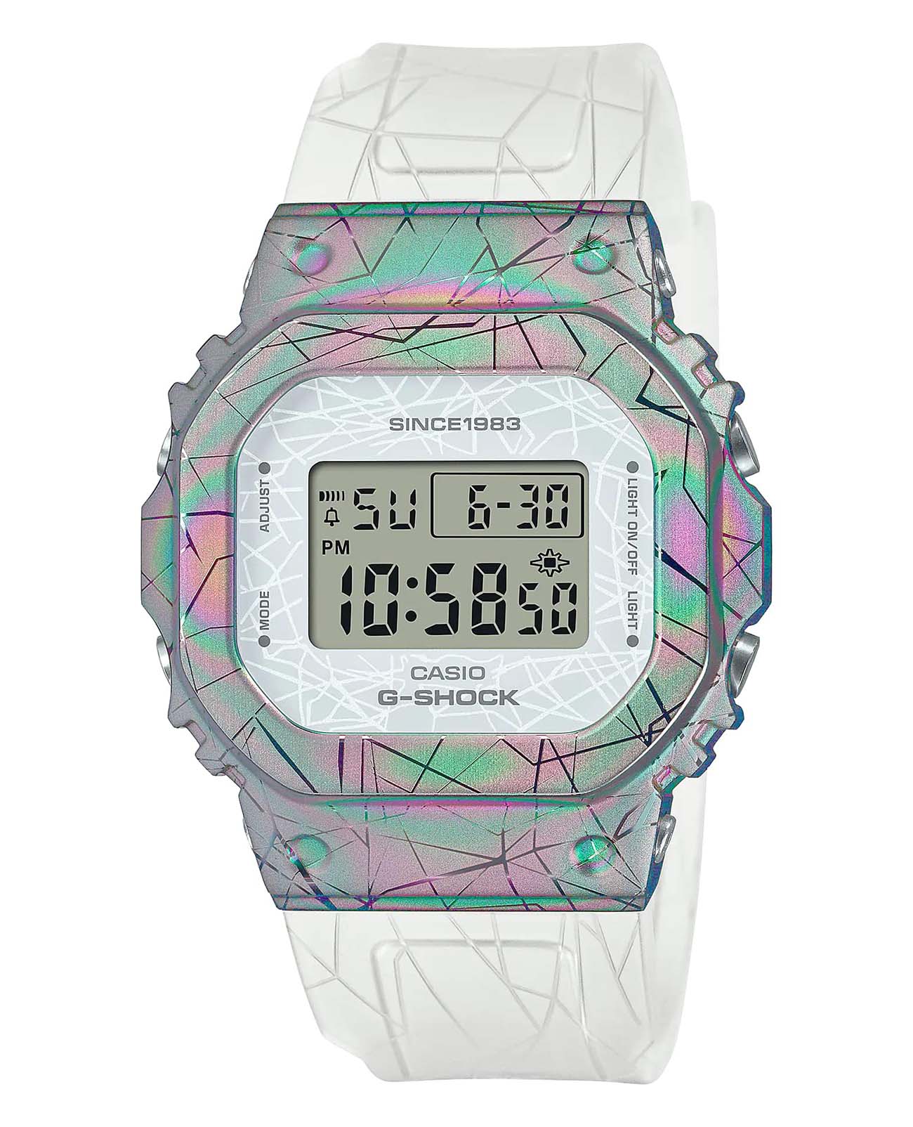 Casio Casio G-Shock GM-S5640GEM-7DR (GM-S5640GEM-7) GM GM-S5640GEM-7 электронные женские часы  циферблат, браслет пластик — вид спереди