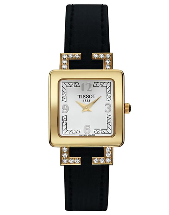 Tissot Tissot T-Gold Orinda T71.3.319.36  T71331936 кварцевые женские часы белый циферблат, браслет кожаный — вид спереди