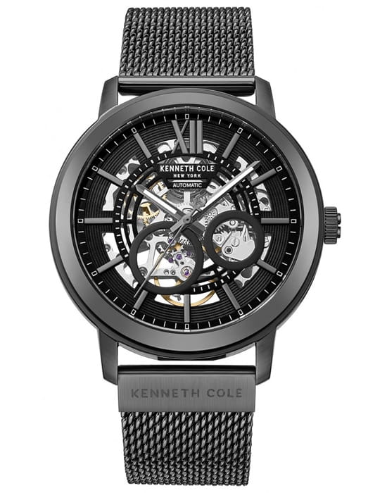 Kenneth Cole Kenneth Cole Automatic KCWGY0081201  KCWGY0081201 механические мужские часы черный циферблат, браслет нержавеющая сталь с pvd-покрытием — вид спереди