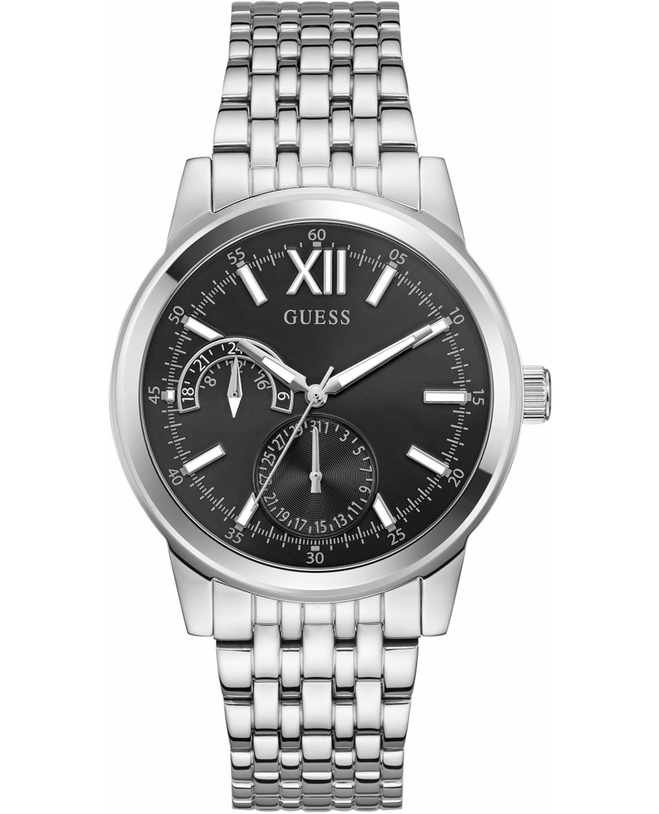 Guess Guess Dress Emerson GW0976G1  GW0976G1 кварцевые мужские часы черный циферблат, браслет нержавеющая сталь — вид спереди