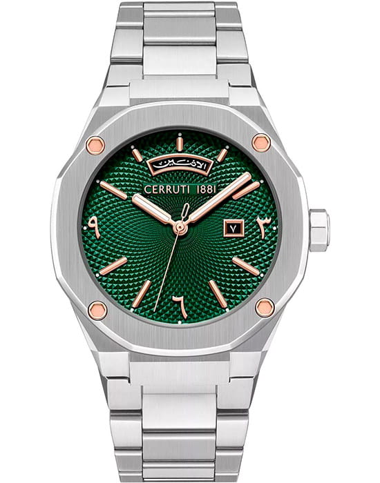 Cerruti 1881 Cerruti 1881 Razzuolo CIWGH0084803  CIWGH0084803 кварцевые мужские часы зеленый циферблат, браслет нержавеющая сталь — вид спереди