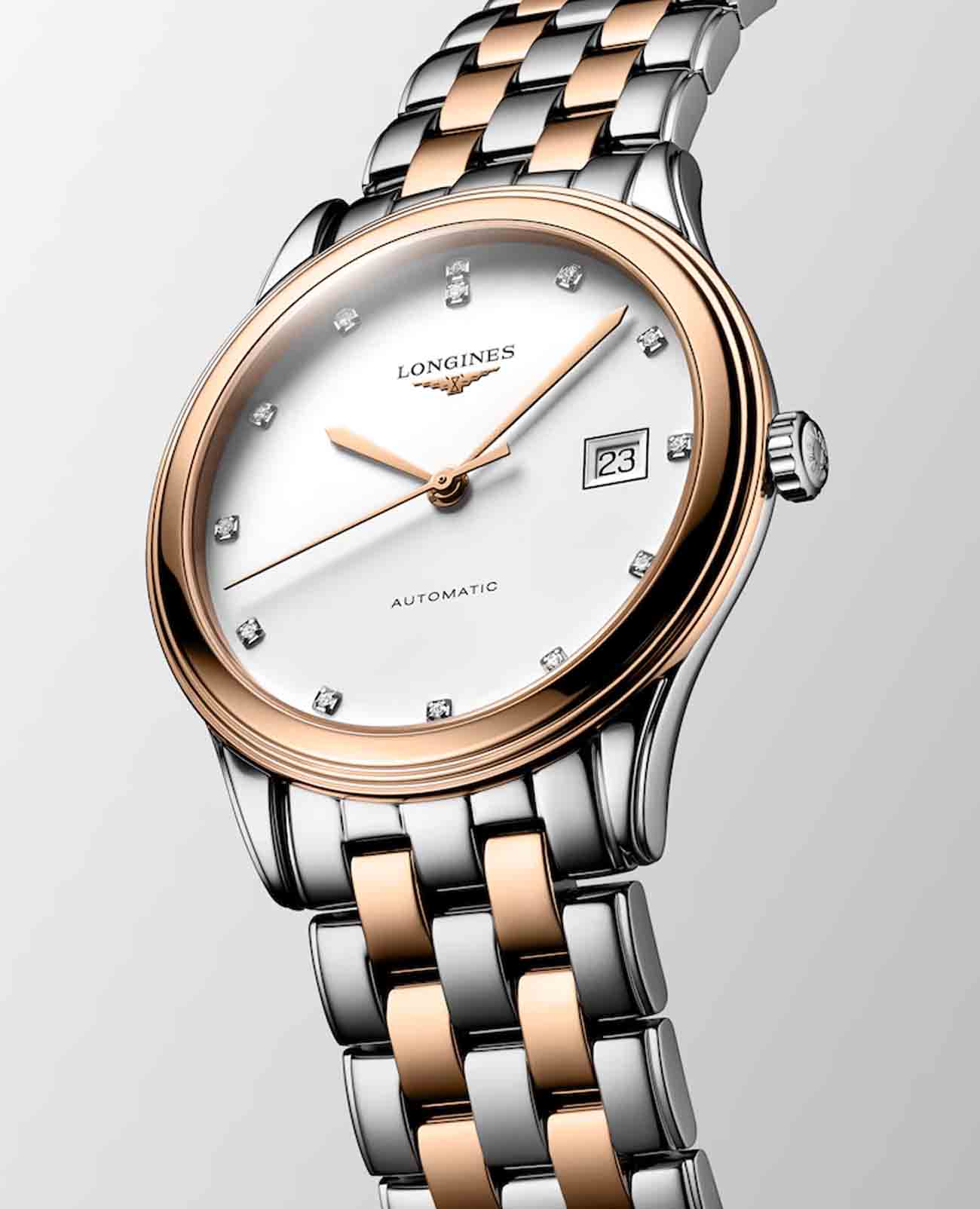 Longines Longines Flagship L4.974.3.92.7, flagship швейцария женские часы на браслете сталь c pvd покрытием боковой вид
