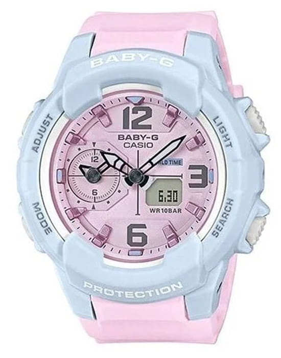 Casio Casio Baby-G BGA-230PC-2B  BGA-230PC-2B кварцевые женские часы розовый циферблат, браслет пластик — вид спереди