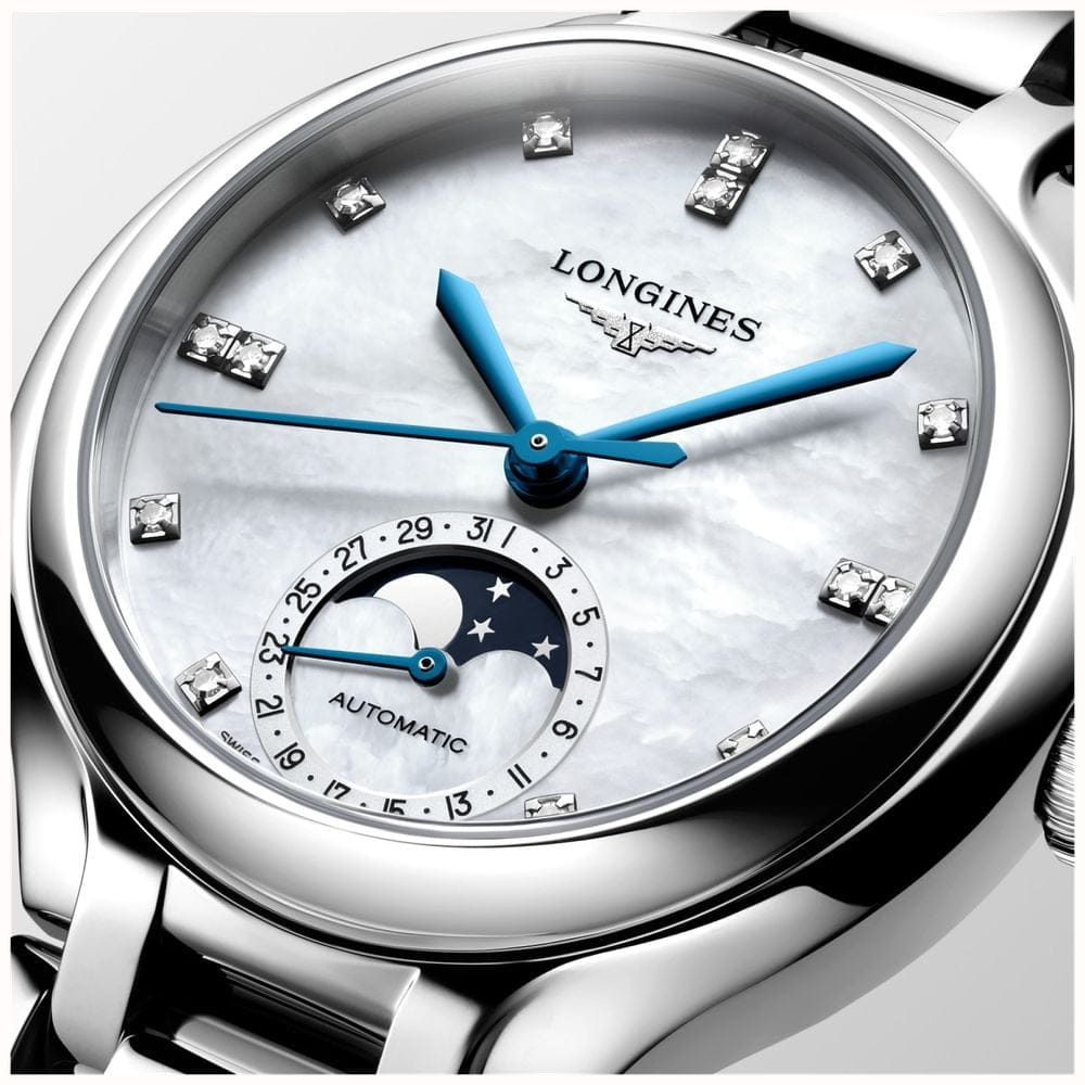 Оригинальные часы Longines Longines Elegance PrimaLuna L8.126.4.87.6 механические калибр механизма l899 общий вид