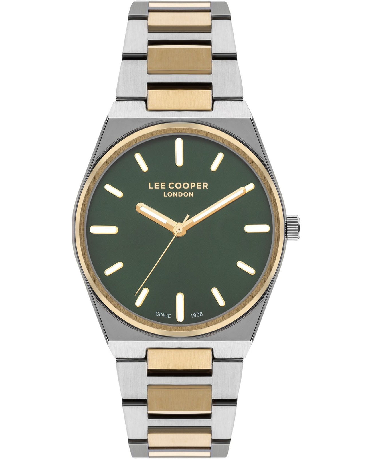 Lee Cooper Lee Cooper LC07609.270  LC07609.270 кварцевые женские часы зеленый циферблат, браслет нержавеющая сталь с ip-покрытием — вид спереди