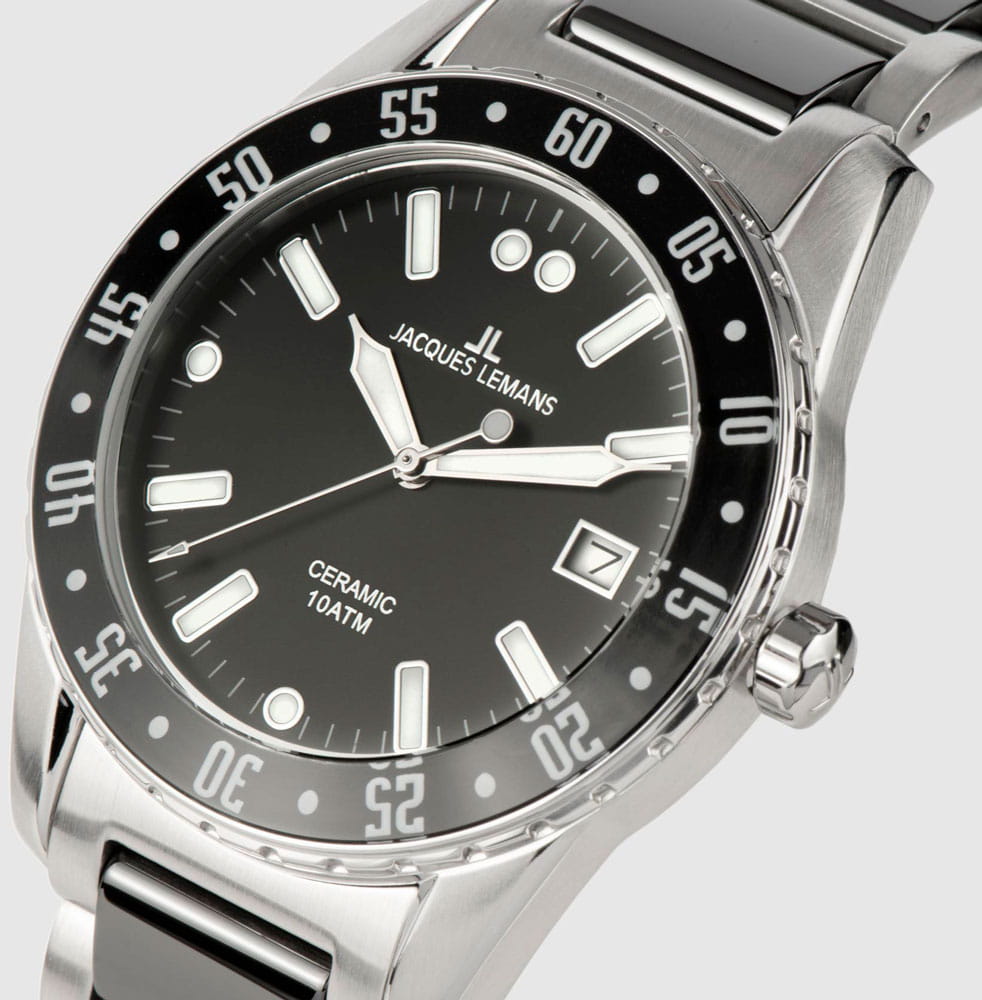 Jacques Lemans Jacques Lemans High Tech Ceramic 42-10A мужские часы черный циферблат на запястье