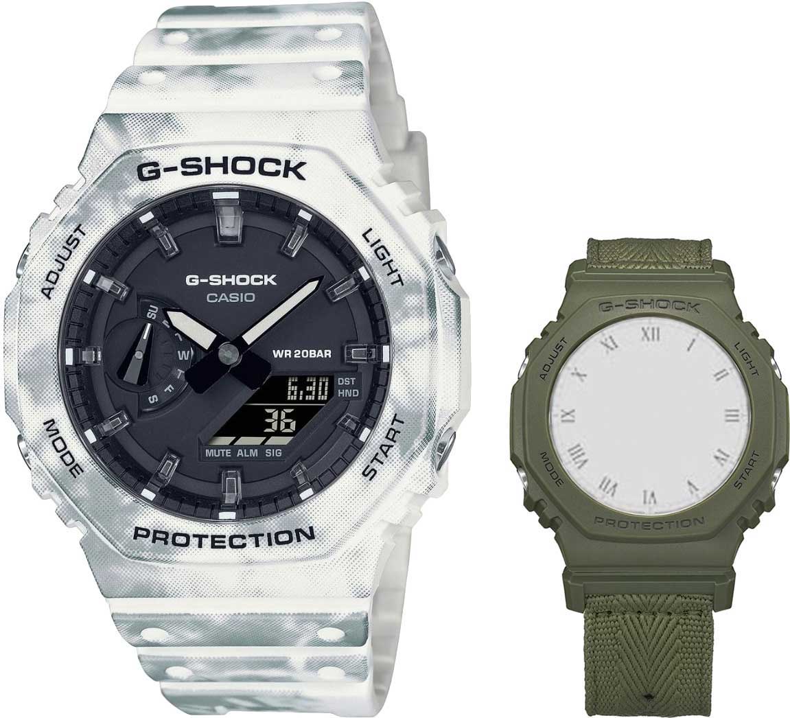 Casio Casio G-Shock Frozen Forest GAE-2100GC-7AER, g-shock япония мужские часы на браслете пластик боковой вид