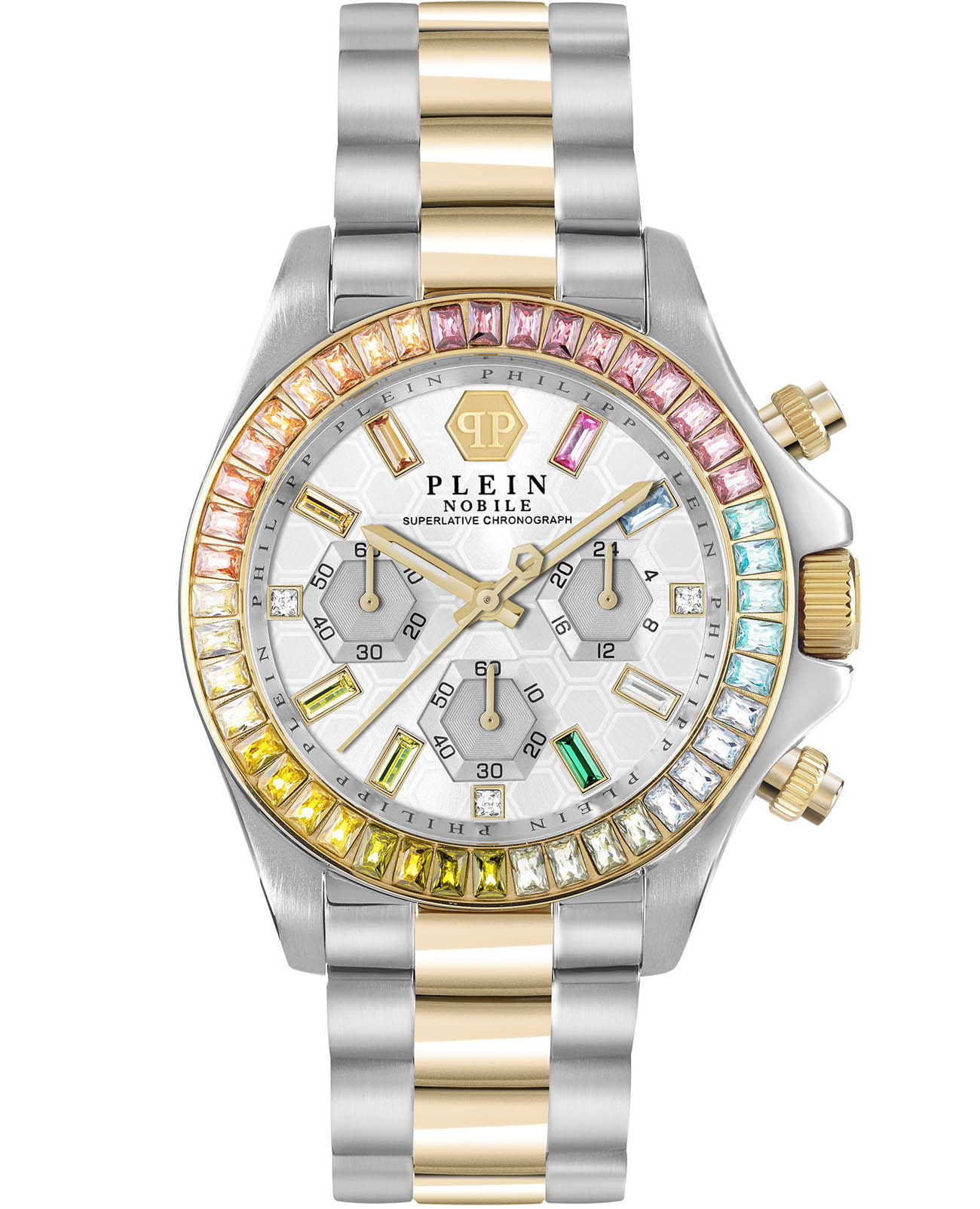 Philipp Plein Philipp Plein Nobile Lady PWSBA0523  PWSBA0523 кварцевые женские часы серебристый циферблат, браслет нержавеющая сталь с ip-покрытием — вид спереди