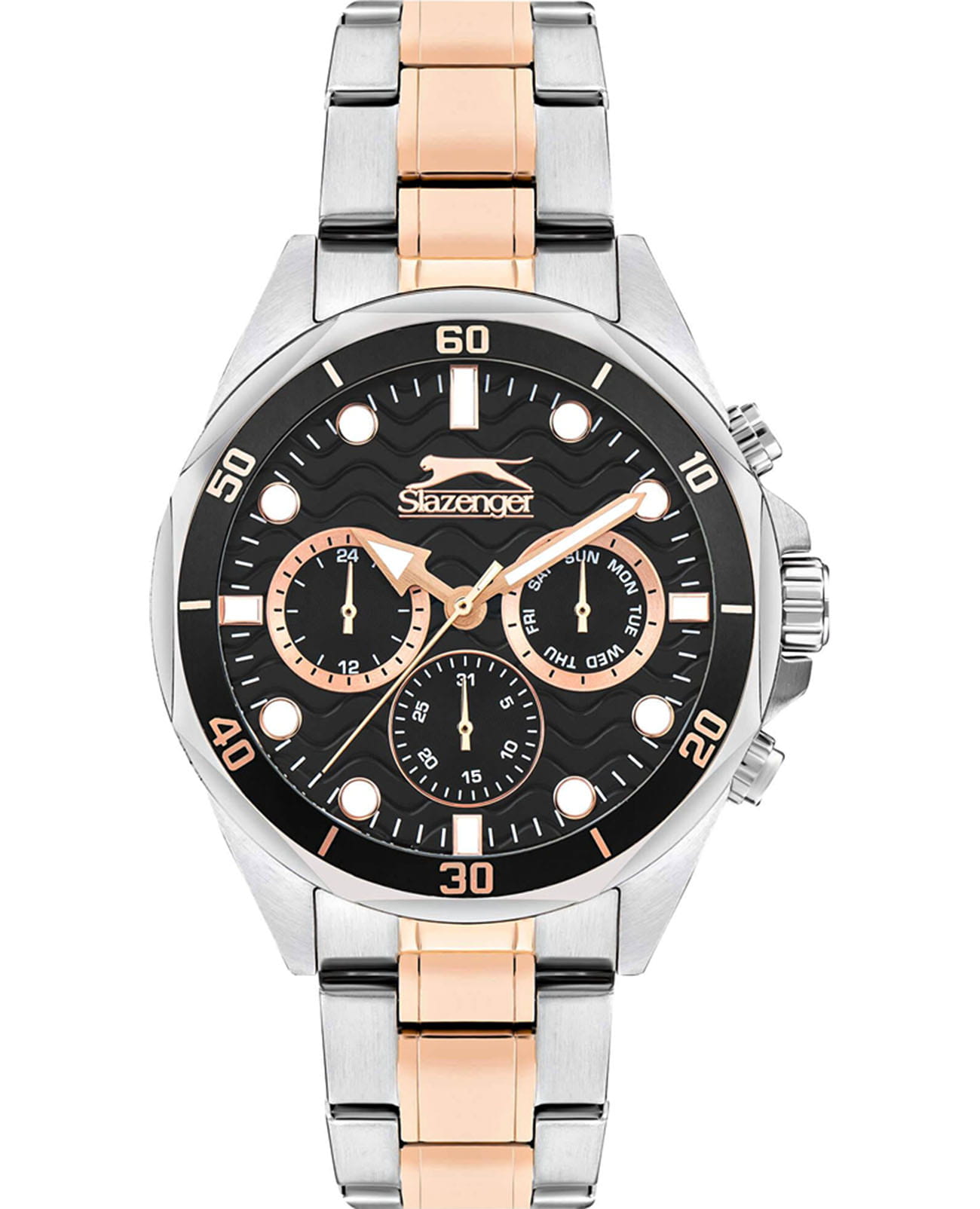 Slazenger Slazenger SL.09.2309.2.04  SL.09.2309.2.04 кварцевые мужские часы черный циферблат, браслет суперметалл с ip покрытием — вид спереди