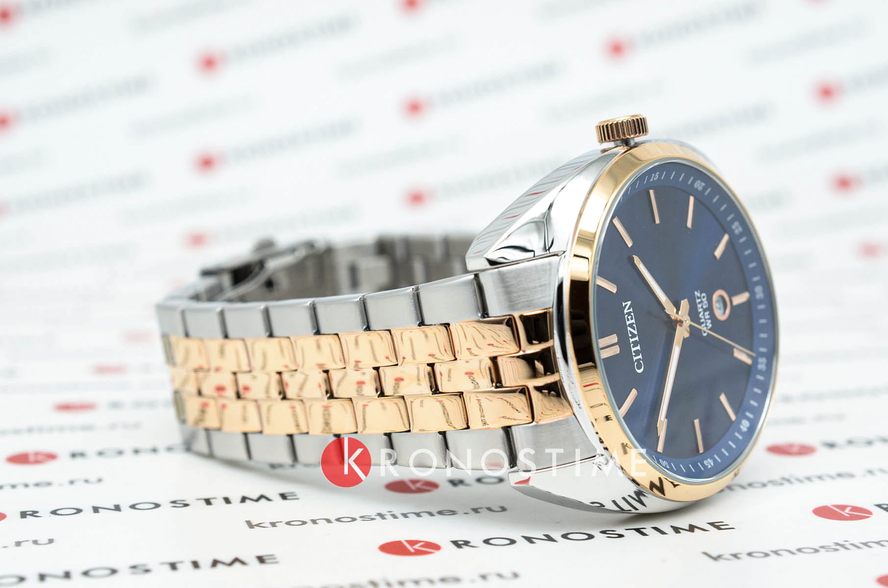 Citizen Citizen Basic BI5096-53L,  япония мужские часы на браслете нержавеющая сталь с ip-покрытием боковой вид
