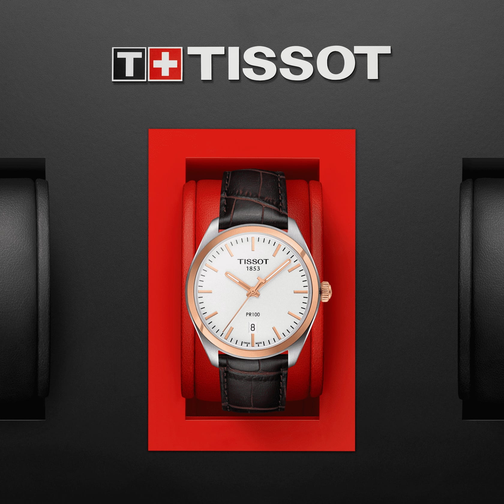 Tissot Tissot PR 100 T101.410.26.031.00, t-classic швейцария мужские часы на браслете кожаный боковой вид
