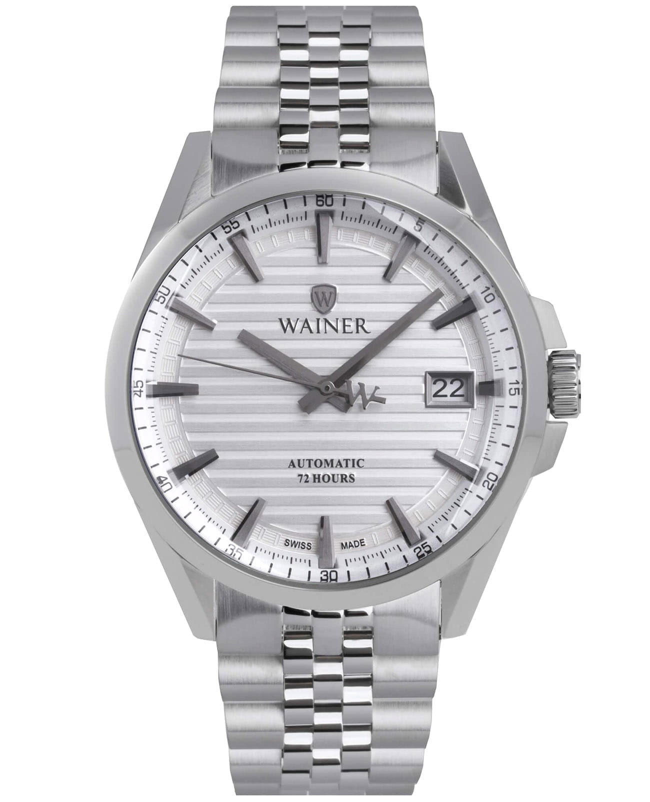 Wainer Wainer Automatic WA.25401-C  WA.25401-C механические мужские часы серебристый циферблат, браслет нержавеющая сталь — вид спереди