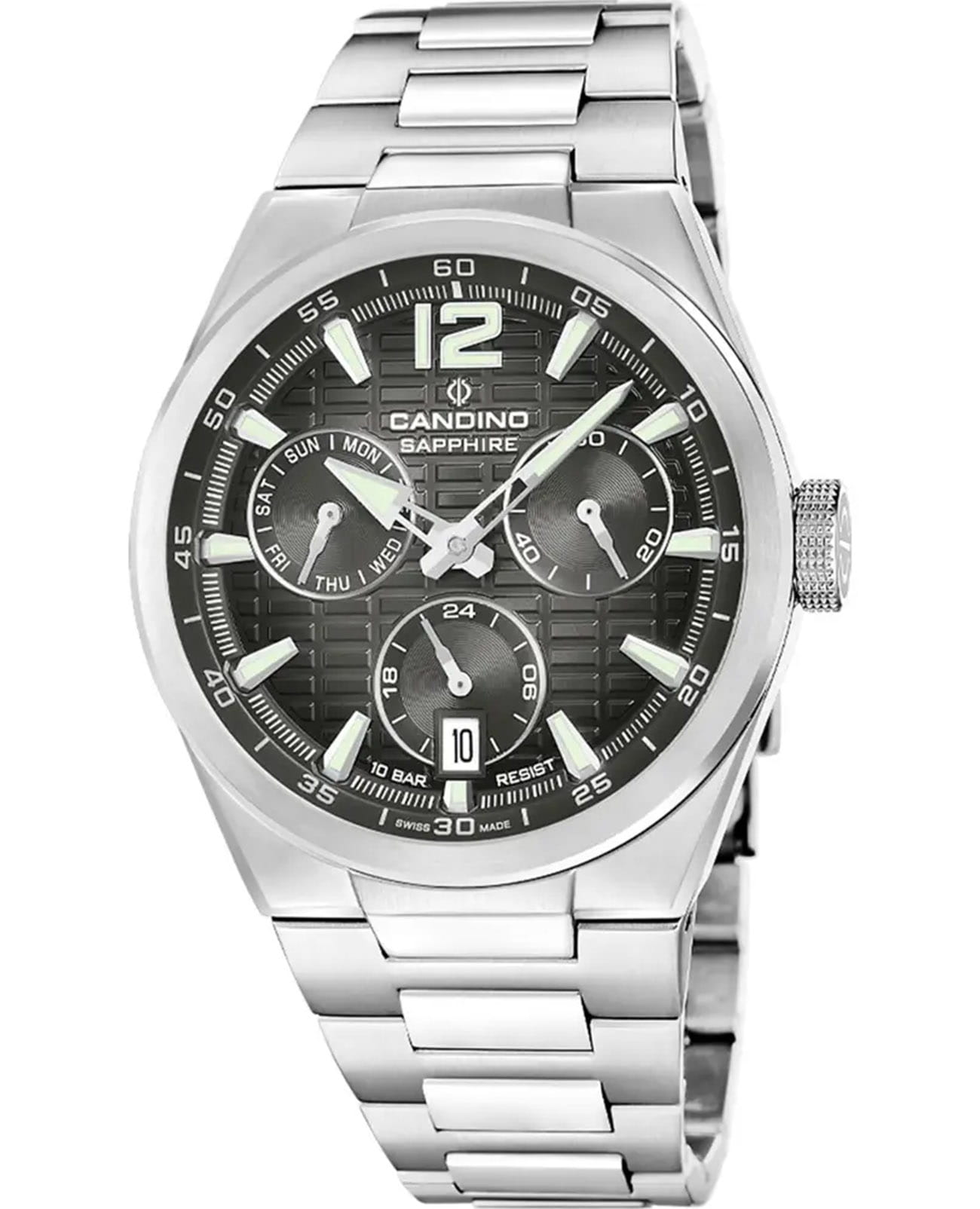 Candino Candino Swiss C4796/4  C4796/4 кварцевые мужские часы черный циферблат, браслет нержавеющая сталь — вид спереди