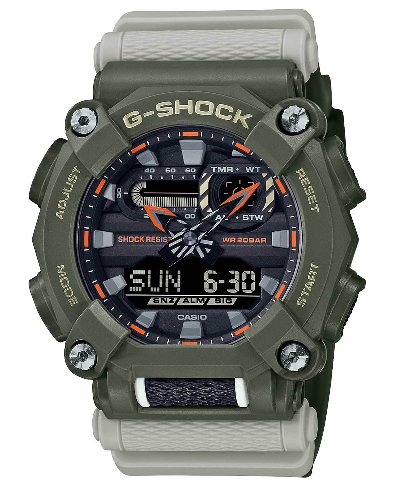 Casio Casio G-Shock GA-900HC-3A GA GA-900HC-3A электронные мужские часы черный циферблат, браслет пластик — вид спереди