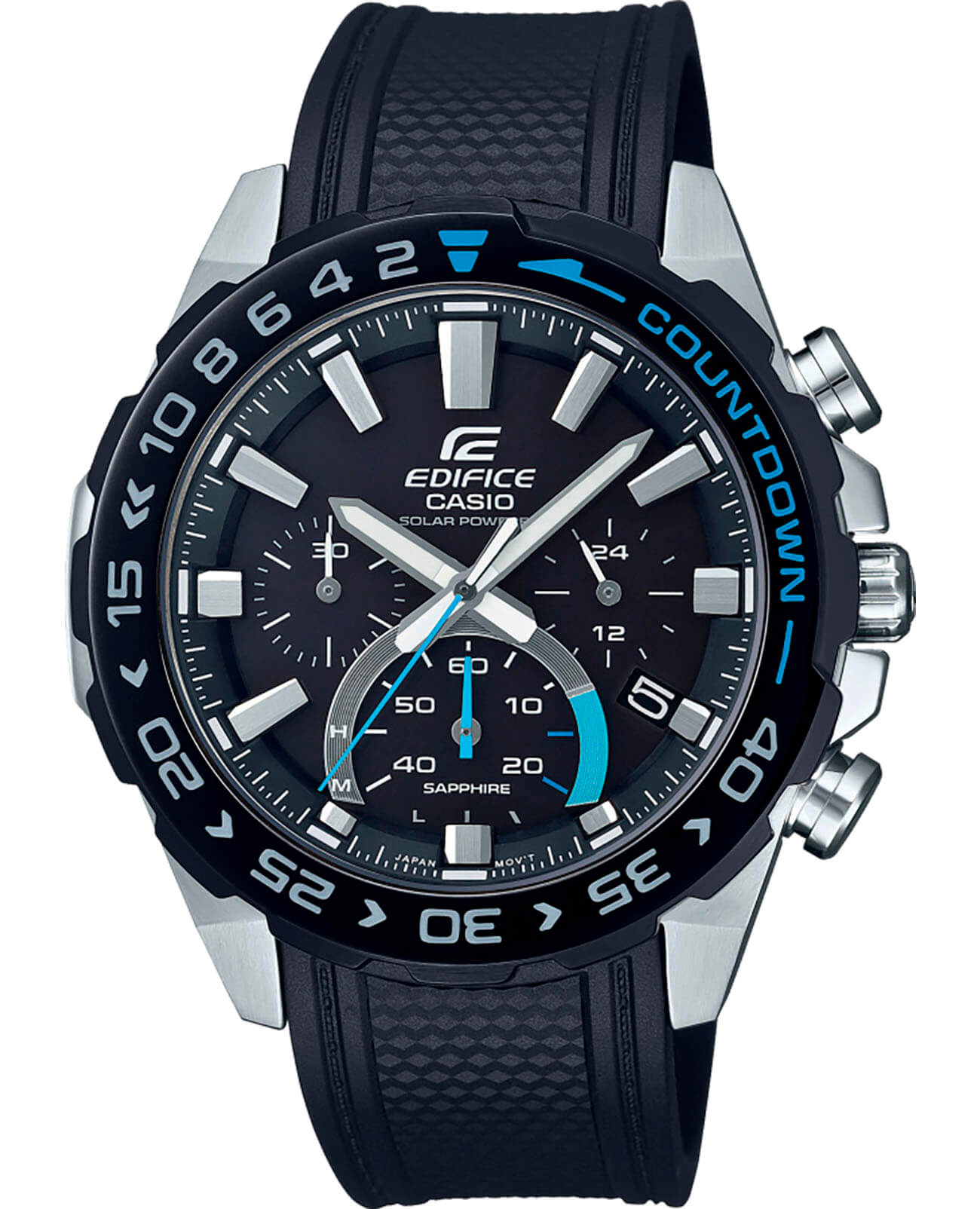Casio Casio Edifice EFS-S550PB-1A EFS EFS-S550PB-1A кварцевые мужские часы черный циферблат, браслет полимер — вид спереди