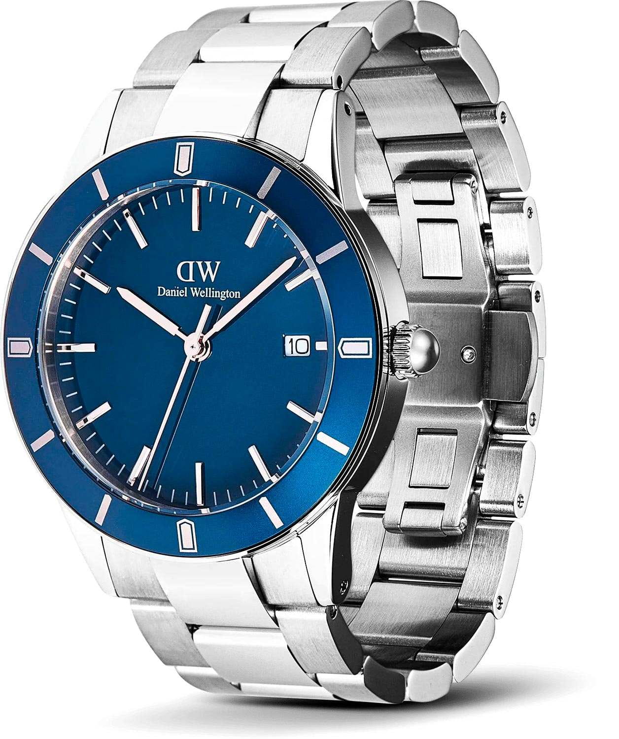 Daniel Wellington Daniel Wellington Iconic Paradigma Link Blue Enamel Silver DW00100820 , наручные мужские часы фото под углом
