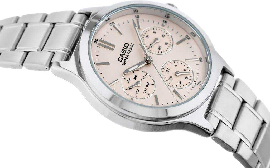 Casio Casio Collection LTP-V300D-4A кварцевые женские часы часы крупный план розовый циферблата