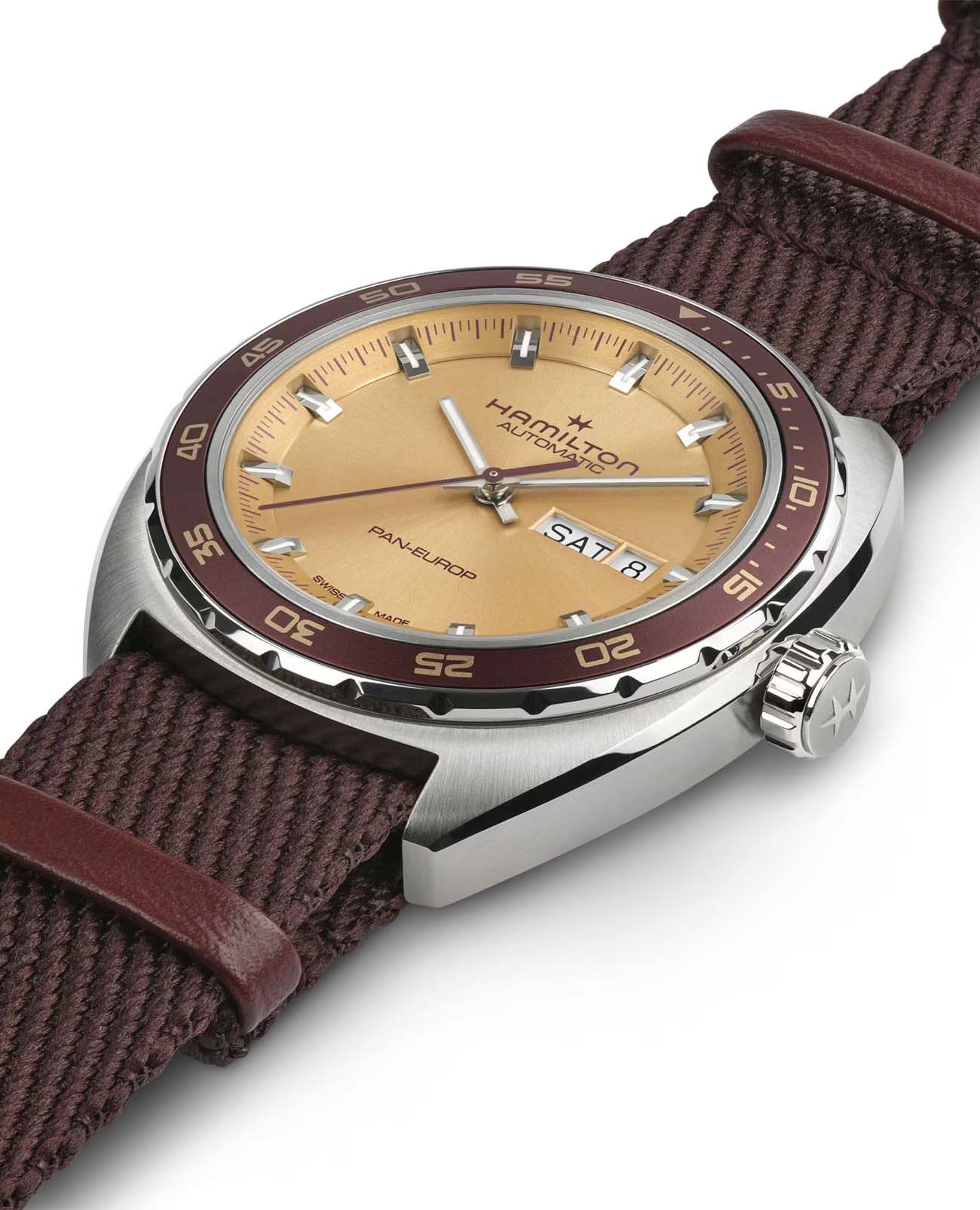 Hamilton Hamilton American Classic Pan Europ Day Date Auto H35435820, american classic швейцария мужские часы на браслете кожаный боковой вид