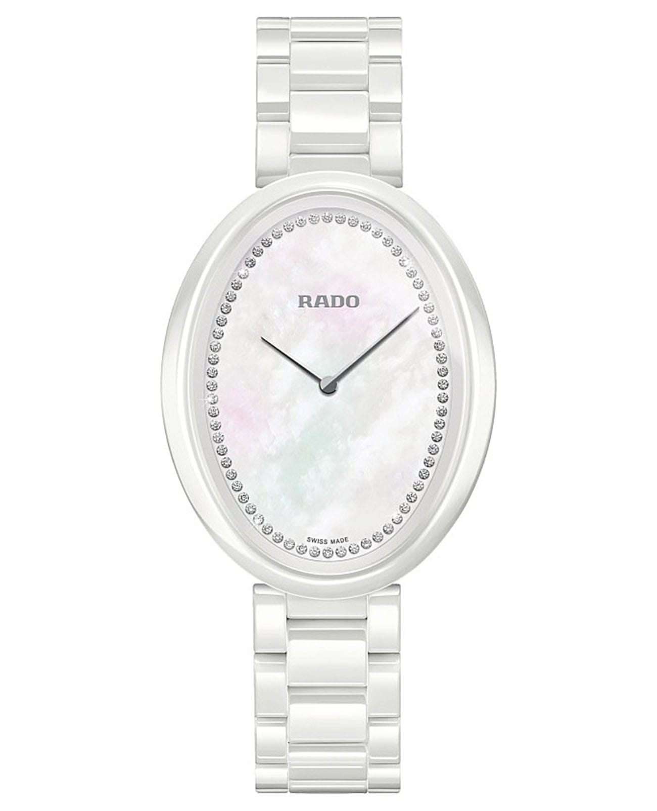 Rado Rado Esenza Ceramic Touch R53092902  R53092902 кварцевые женские часы белый циферблат, браслет высокотехнологичная керамика — вид спереди