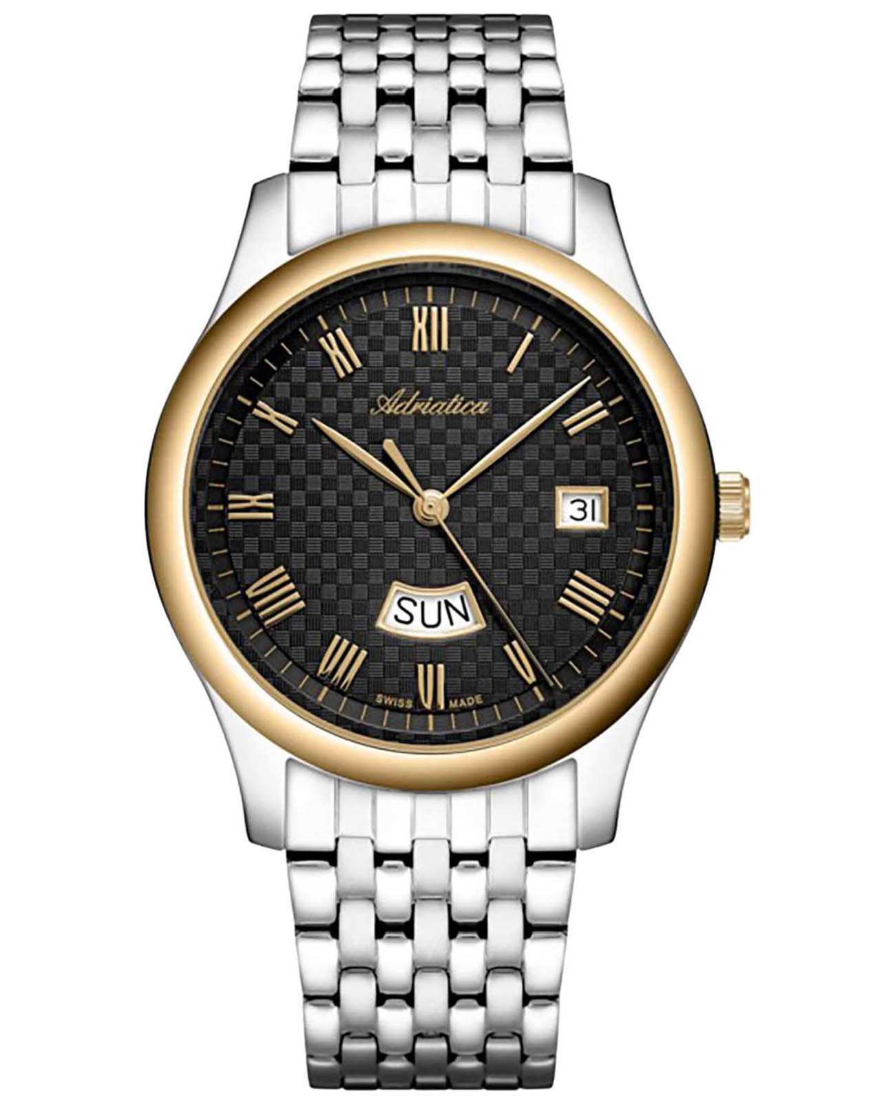 Adriatica Adriatica A1025.2166Q  A1025.2166Q кварцевые мужские часы черный циферблат, браслет нержавеющая сталь — вид спереди