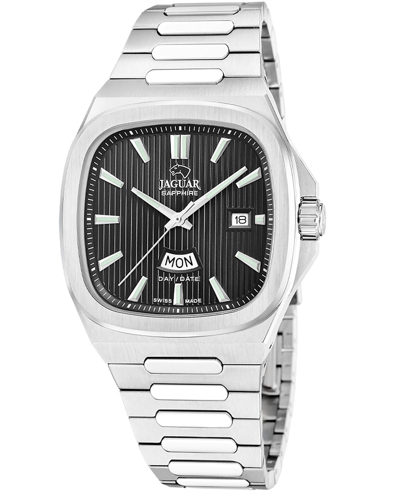 Jaguar Jaguar Rond Carre J1049/4  J1049/4 кварцевые мужские часы черный циферблат, браслет нержавеющая сталь — вид спереди