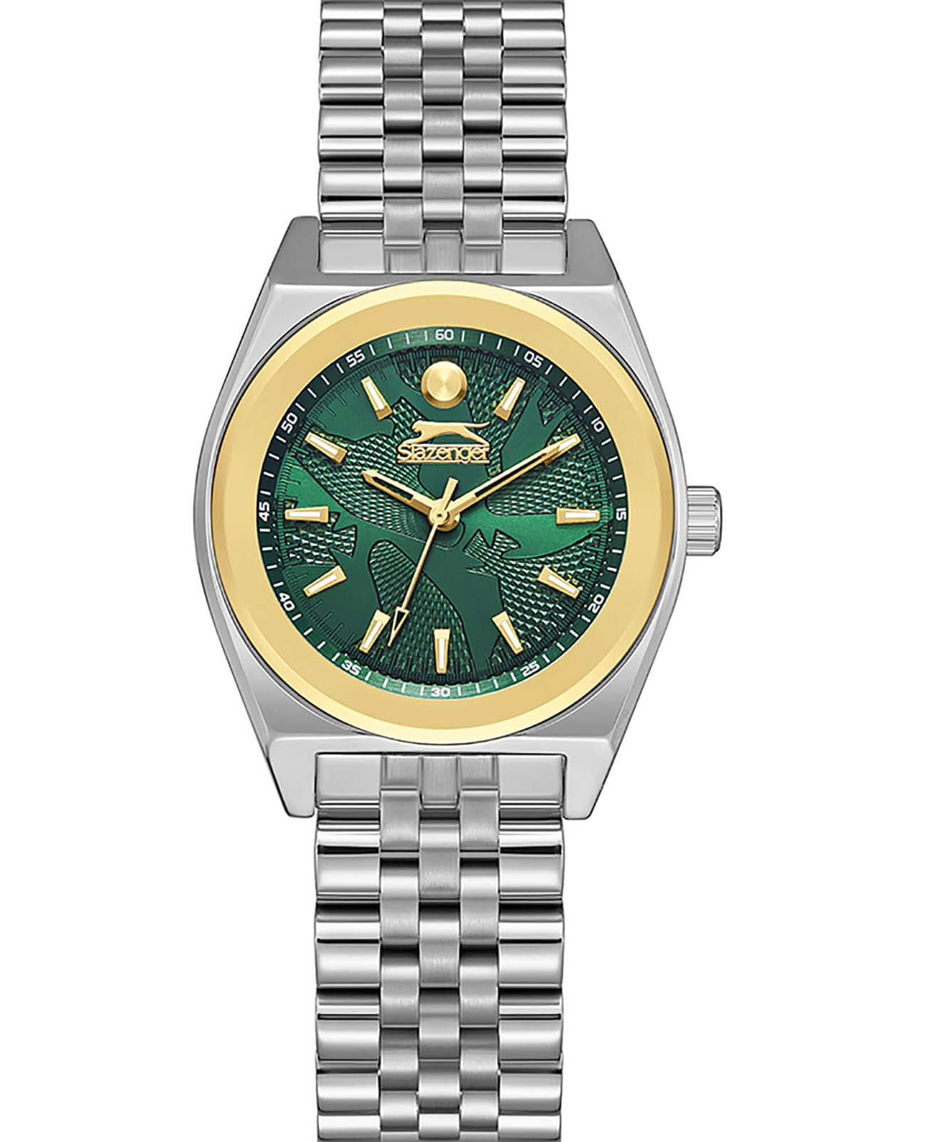 Slazenger Slazenger SL.09.2376.3.06  SL.09.2376.3.06 кварцевые женские часы зеленый циферблат, браслет суперметалл — вид спереди