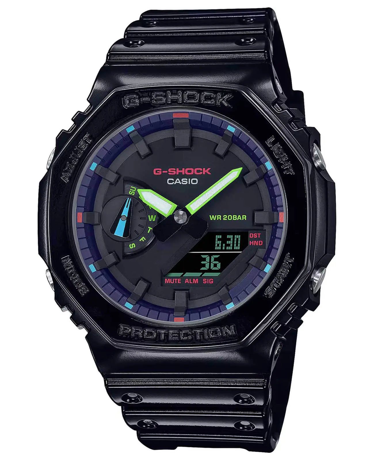 Часы Casio G-Shock GA-2100RGB-1A купить в Петрозаводске по цене 18417 RUB:  описание, характеристики