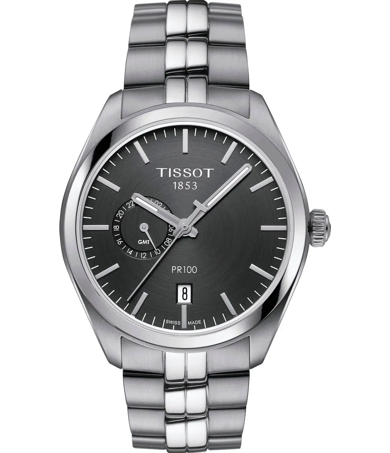 Часы Tissot PR 100 Dual Time T1014521106100 купить в Омске по цене 54685  RUB: описание, характеристики